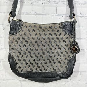 Dooney & Bourke Crossbody Bag Canvas Signature Pebbled Leather Adjustable Strap